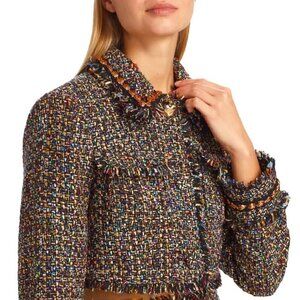 Cinq a Sept 'Odette' Cropped Confetti Tweed Jacket, Black Multi
